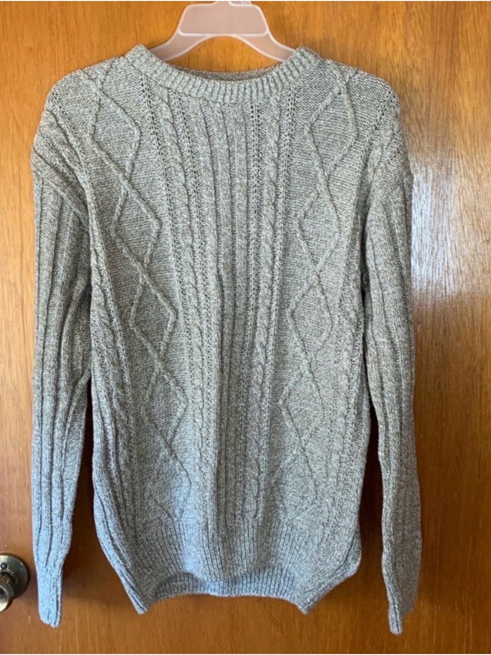 Classic Men's Cable Knit Sweater in Light Gray